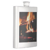 Flasque Logs in the Fireplace Warm Fire Photography (Droite)