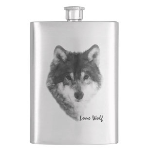 Flasque Loup solitaire personnalisable