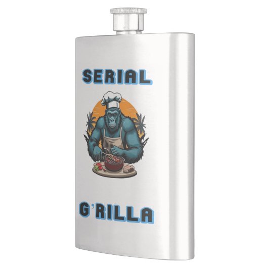 Flasque Maître de BBQ Serial G'rilla Amusant Jeu de Mots (Gauche)