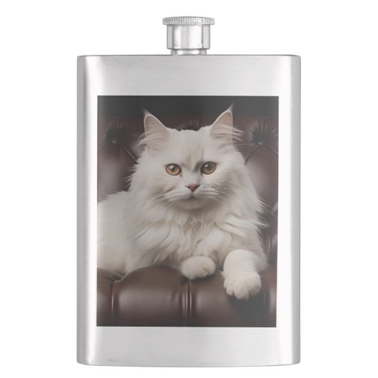 Flasque Majestic white cat (devant)