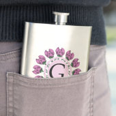 Flasque Majuscule G monogramme floral (En situation)