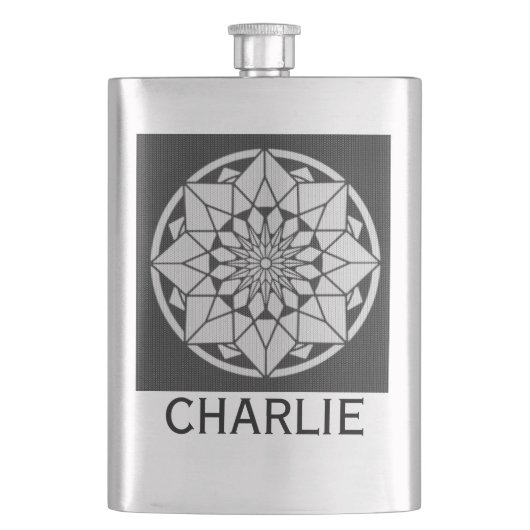 Flasque Mandala étoilé tricot noir & blanc (devant)