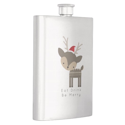Flasque Mangez Boire Soyez Joyeux Cerf De Noël En Chapeau  (Droite)