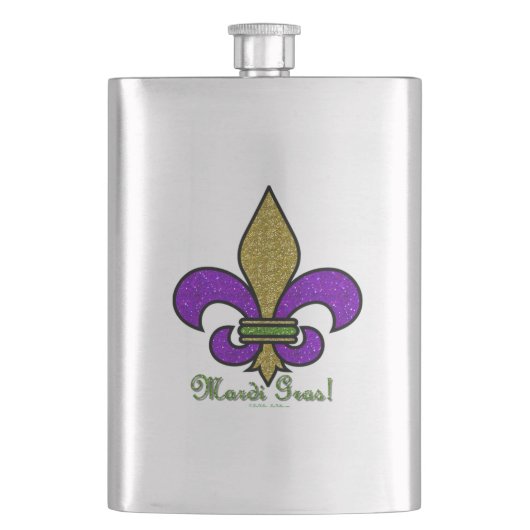 Flasque Mardi Gras Coloré Fleur De Lis (devant)
