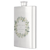 Flasque Mariage personnalisé Snowberry & Eucalyptus Wreath (Gauche)