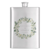 Flasque Mariage personnalisé Snowberry & Eucalyptus Wreath (devant)