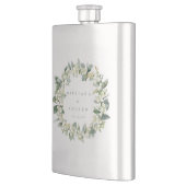 Flasque Mariage personnalisé Snowberry & Eucalyptus Wreath (Gauche)