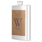 Flasque Marque de luxe initiale monogrammée en cuir brun f (Gauche)
