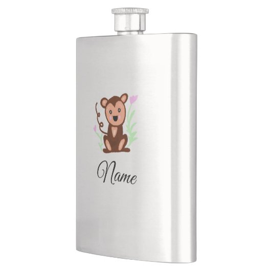 Flasque marron aquarelle singe animal ajouter nom (Gauche)