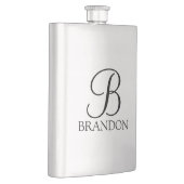 Flasque Masculine de script personnalisé Monogramme et nom (Droite)