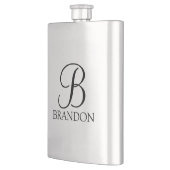 Flasque Masculine de script personnalisé Monogramme et nom (Gauche)