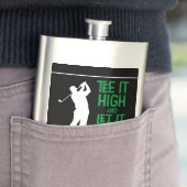 Flasque Masculine Golf Citation Cute Monogram Black Green (En situation)