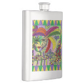 Flasque Masque de plumes de Mardi Gras psychédélique (Droite)