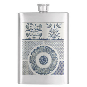 Flasque Médaillon Chinois : Chinoiserie Bleu Indigo