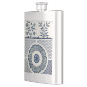 Flasque Médaillon Chinois : Chinoiserie Bleu Indigo (Gauche)