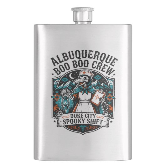 Flasque Médecin de la peste squelettique d'Albuquerque, éq (devant)