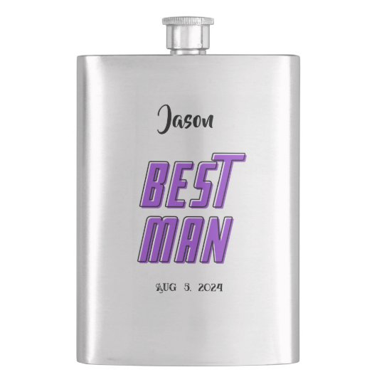 Flasque Meilleur homme - noms et dates modifiables (devant)
