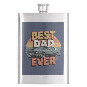 Flasque Meilleur Papa Retro Vintage Muscle Car Sarcelle