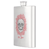 Flasque Memento Mori ! Crâne et Roses, main tirée (Gauche)