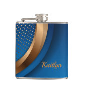 Flasque moderne bleu et or enveloppée de vinyle po (Devant)