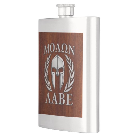 Flasque Molon Labe Spartan Warris Laurels Chro Wood Print (Gauche)