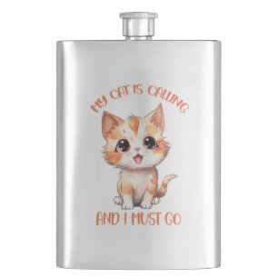 Flasque Mon Chat Appelle Un Chat Orange Cute
