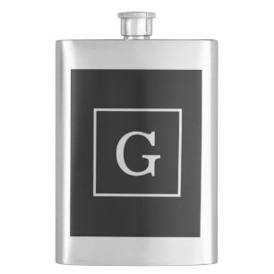 Flasque Monograme de Black White Framed Initial