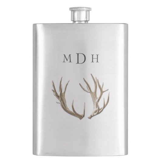 Flasque Monogramme avec Bois de Cerf pour Lui (devant)