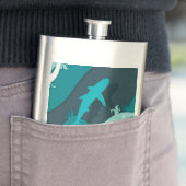 Flasque Monogramme d'art Abstrait cool requin (En situation)