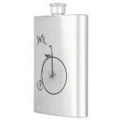 Flasque Monogramme de bicyclette ancienne à grande roue (Gauche)