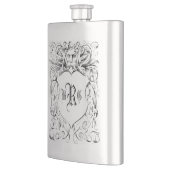 Flasque Monogramme de crête héraldique gravée vintage (Gauche)