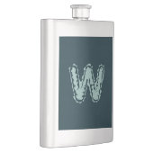 Flasque Monogramme déplaisant vert à la menthe sur bleu pr (Droite)