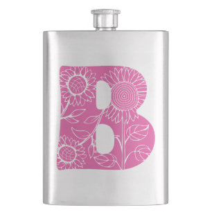 Flasque monogramme floral B lettre majuscule