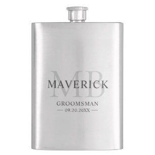 Flasque Monogramme moderne Initiales Groomsmen Mariage Cad