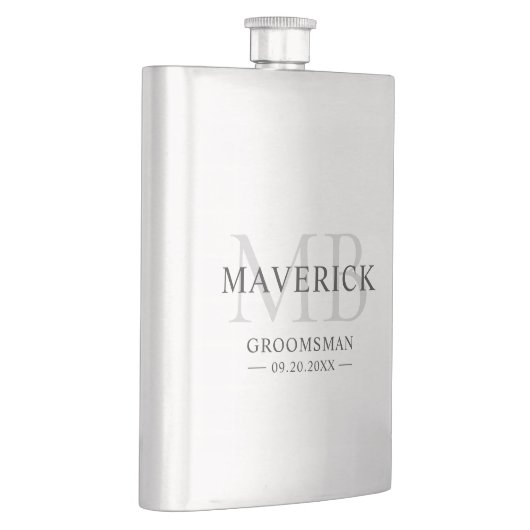 Flasque Monogramme moderne Initiales Groomsmen Mariage Cad (Droite)