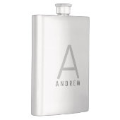 Flasque Monogramme moderne noir gris personnalisé (Droite)