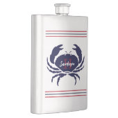 Flasque Monogramme nautique rouge bleu marine blanc crabe (Droite)