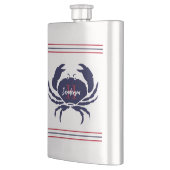 Flasque Monogramme nautique rouge bleu marine blanc crabe (Gauche)