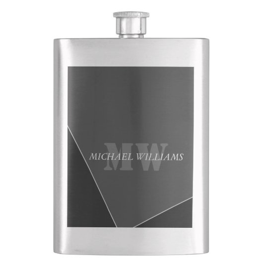 Flasque Monogramme noir gris artistique moderne (devant)