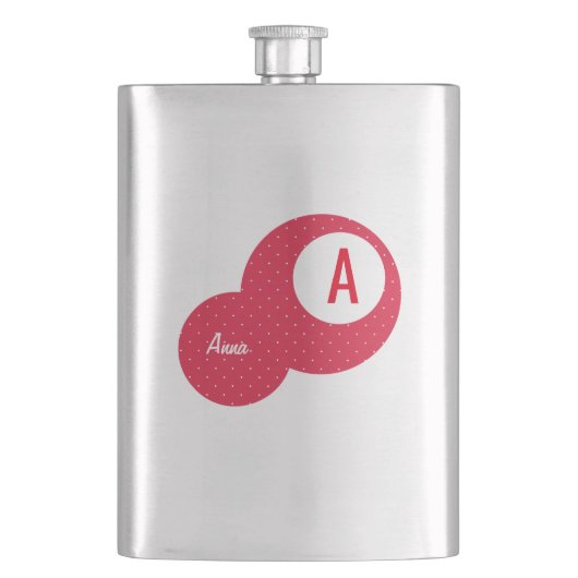 Flasque Monogramme personnalisé Red Dotty (devant)