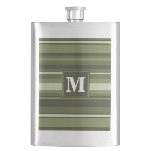 Flasque Monogramme rayures vert olive (devant)