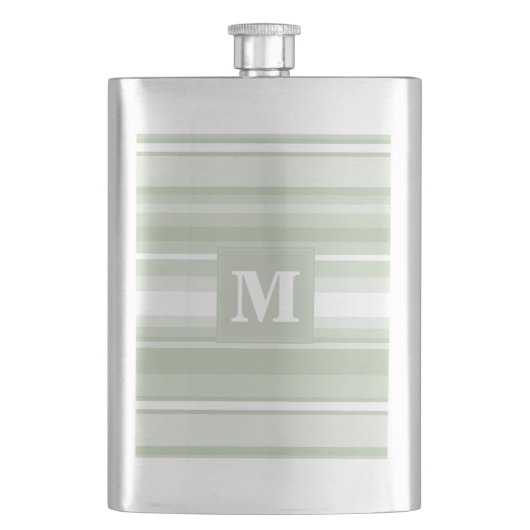Flasque Monogramme rayures vert pâle (devant)