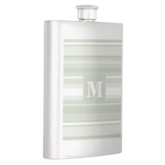 Flasque Monogramme rayures vert pâle (Droite)