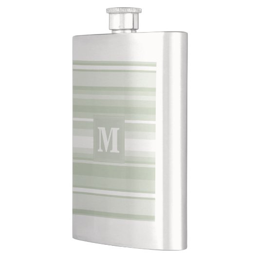 Flasque Monogramme rayures vert pâle (Gauche)