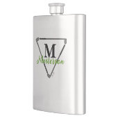 Flasque Monogramme vert personnalisé/Nom Club de golf uniq (Gauche)