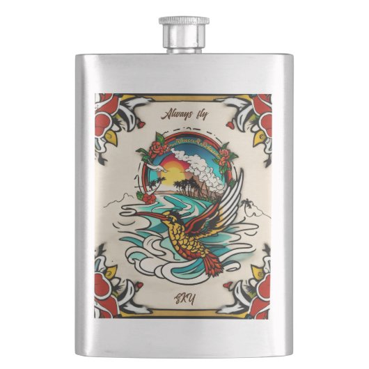 Flasque Monterey Tattoo Design : Un symbole de force Pow (devant)