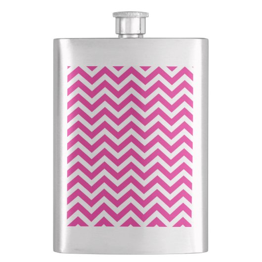 Flasque Motif chaud rose et blanc Chevron (devant)