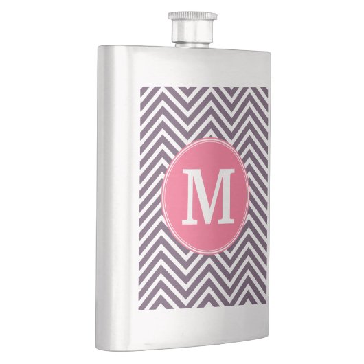 Flasque Motif Chevron avec Monogramme - rose violet (Droite)