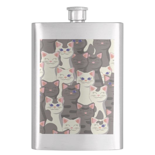 Flasque Motif de chats blancs et gris (devant)