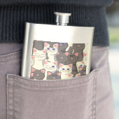 Flasque Motif de chats blancs et gris (En situation)